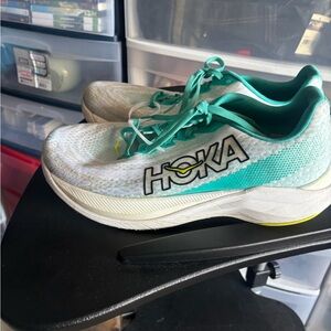 Hoka Mach X Teal and White Sneakers men’s 10.5